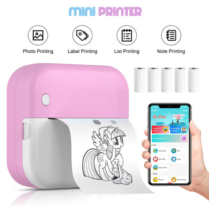 Portable Mini Pocket Printer Note Photo Label Memo Printing Bluetooth Wireless Inkless Thermal Printer 200Dpi Impresora Portátil